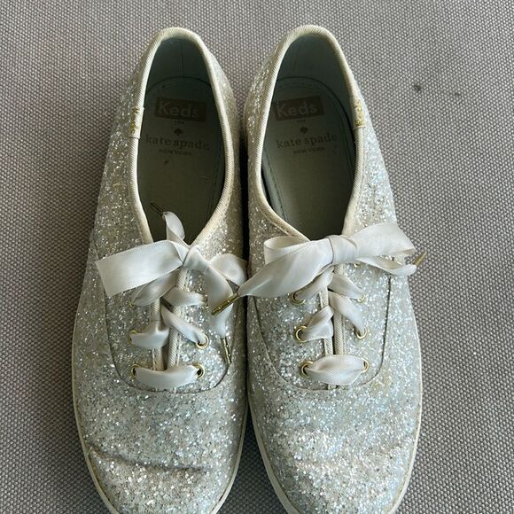 Kate Spade Sparkly Glitter Sneakers with Ribbon Laces - Picture 1 of 8